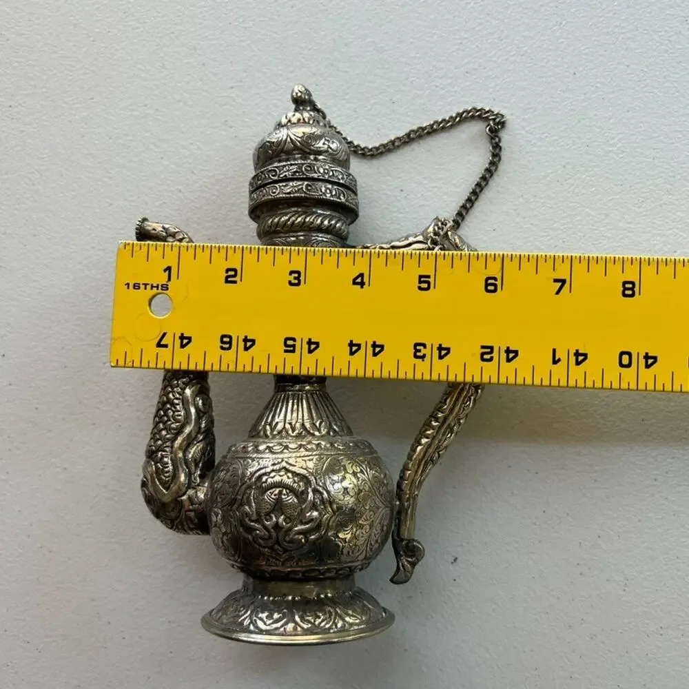 Antique Hand Crafted Repousse Teapot Vessel 8